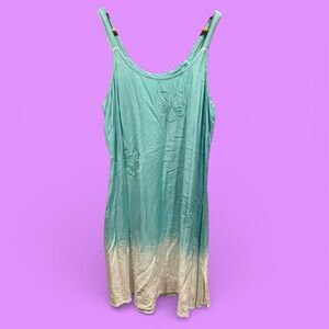 Sweet drip dye flowy cotton beach pool summer vacation dress floral embroidery